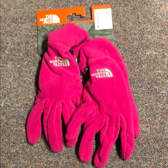 pink north face gloves